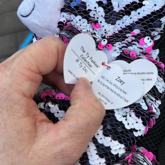 NWT Ty Zoey Sequin Zebra Plush Backpack - Picture 5 of 5